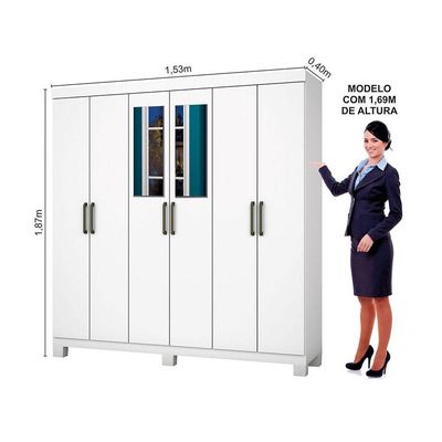 Guarda Roupa 6 Portas Carioca Móveis Branco