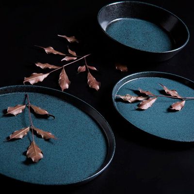Conjunto com 6 Pratos Rasos Porto Brasil Neo Night Sky em Stoneware 27 cm  Azul