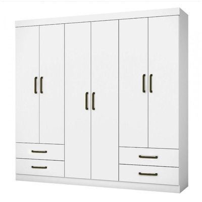 Guarda Roupa Casal Lu 6 Portas 4 Gavetas Branco