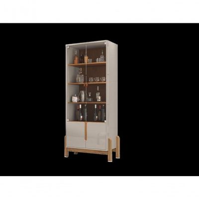 Cristaleira 2 Portas C- Prateleiras Para Vinhos E Taças Lizz Off-white-cedro