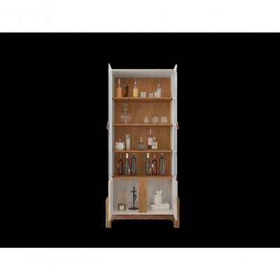Cristaleira 2 Portas C- Prateleiras Para Vinhos E Taças Lizz Off-white-cedro