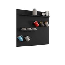 Painel Cantinho Do Café C- Prateleiras E Suporte Para Xícaras E Canecas Preto