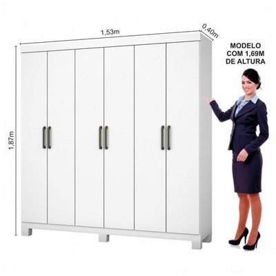 Guarda Roupa 6 Portas Carioca Móveis Branco