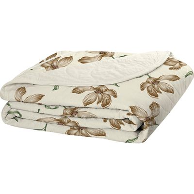 Cobre Leito Tecebem Solteiro Malha 100% Algodão Estampado em Matelasse Tais 170 x 240cm Baunilha