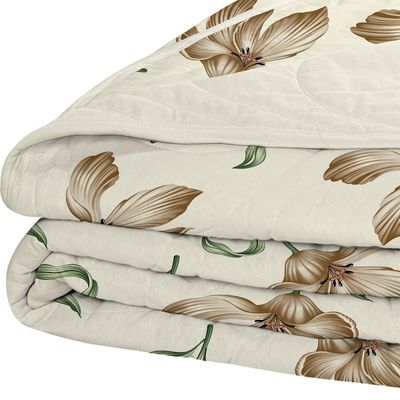 Cobre Leito Tecebem Solteiro Malha 100% Algodão Estampado em Matelasse Tais 170 x 240cm Baunilha