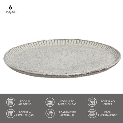 Conjunto de Pratos Rasos Porto Brasil Linhas Pistache com 6 Peças - Verde