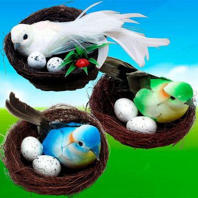 Kit 18 Decoração Pássaros Ovos Ninho Artesanal Enfeite 15cm