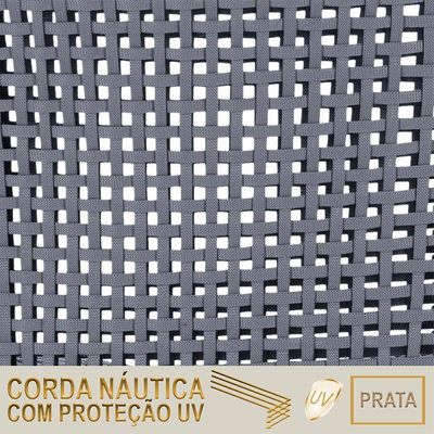 02 Cadeiras Floripa E Mesa Roma 100cm Marrom E Corda Nautica Prata
