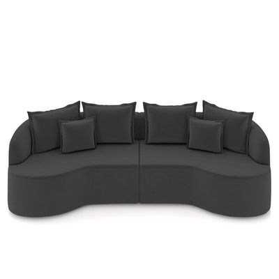 Sofá 4 Lugares 250cm Orgânico Quito Z08 Veludo Cinza Escuro - Mpozenato