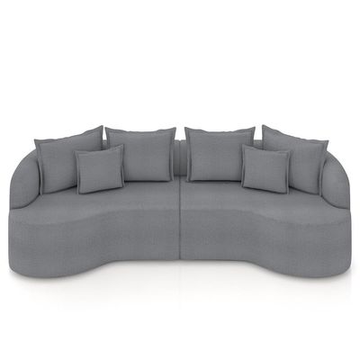 Sofá 3 Lugares 230cm Orgânico Quito Z08 Boucle Grafite - Mpozenato