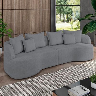 Sofá 3 Lugares 230cm Orgânico Quito Z08 Boucle Grafite - Mpozenato