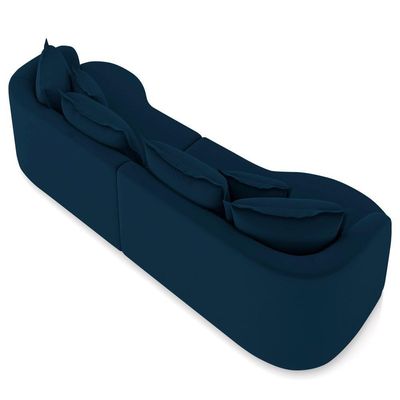 Sofá 4 Lugares 250cm Orgânico Quito Z08 Veludo Azul Marinho - Mpozenato