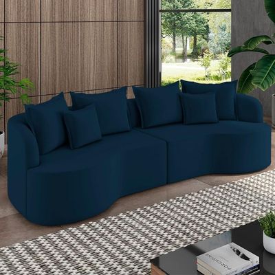 Sofá 4 Lugares 250cm Orgânico Quito Z08 Veludo Azul Marinho - Mpozenato