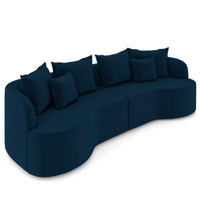 Sofá 4 Lugares 250cm Orgânico Quito Z08 Veludo Azul Marinho - Mpozenato