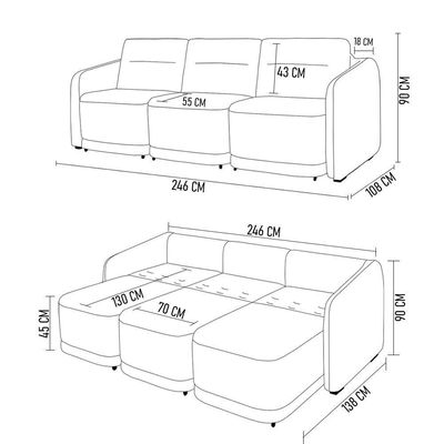 Sofá Cama Casal Para Sala 246cm Polska Z08 Veludo Marrom - Mpozenato