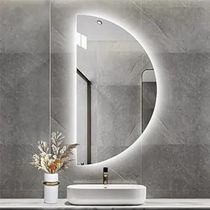 Espelho Meia Lua Moderno De Led Claro Blogueira 100x60 Com Bateria Branca