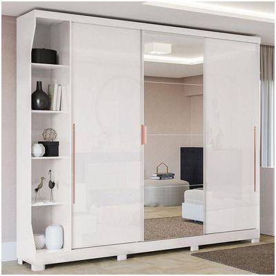 Guarda Roupa Casal 3 Portas De Correr 6 Gavetas Branco F542