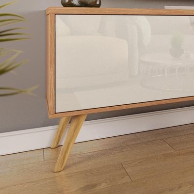 Rack Para Tv Até 70 Polegadas 2 Portas E 1 Gaveta Sevilla 183cm Jequitibá-off White Perolizado