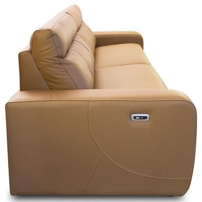 Sofá 3 Lugares Retrátil Reclinável Elétrico 224cm Mazi L06 Couro Caramelo - Lyam Decor