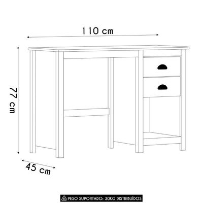 Escrivaninha 110cm 2 Gavetas Home Office Lázio Branco/freijó F07 - Mpozenato