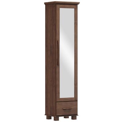 Sapateira De Madeira 47cm 1 Porta Com Espelho Eduarda Café F07 - Mpozenato
