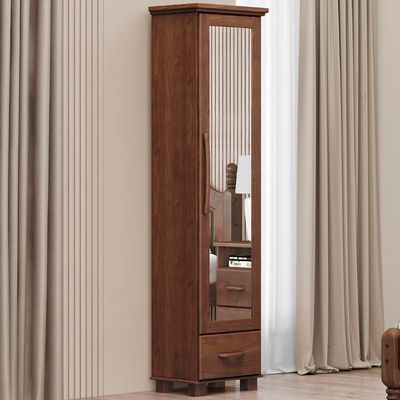 Sapateira De Madeira 47cm 1 Porta Com Espelho Eduarda Café F07 - Mpozenato