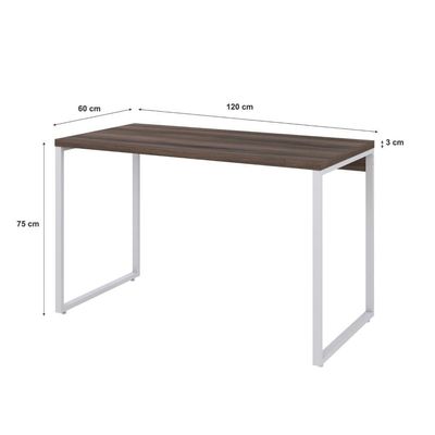 Mesa Kuadra Office 120x60x75cm Nogal/Est.branca