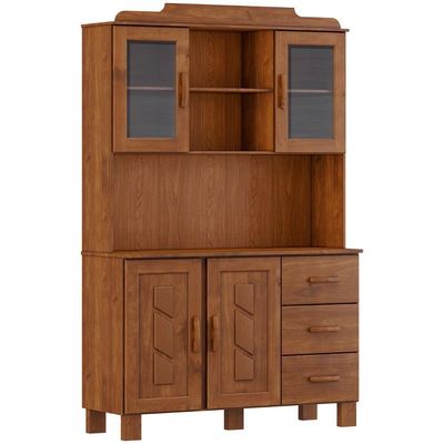 Armário De Cozinha Cristaleira 123cm 4 Portas Giana Castanho F07 - Mpozenato