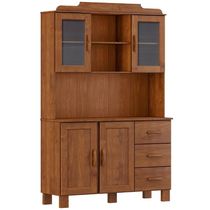 Armário De Cozinha Cristaleira 123cm 3 Gavetas Giana Castanho F07 - Mpozenato
