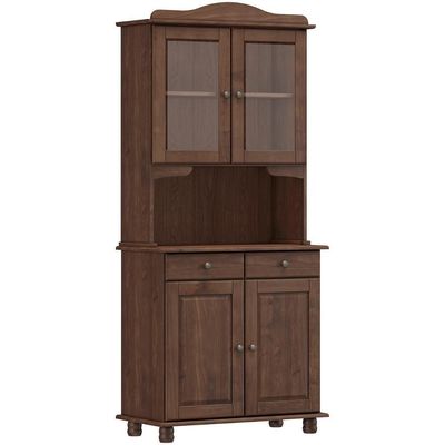 Cristaleira Com Portas Vidro 88cm Pé Madeira Rubia Café F07 - Mpozenato
