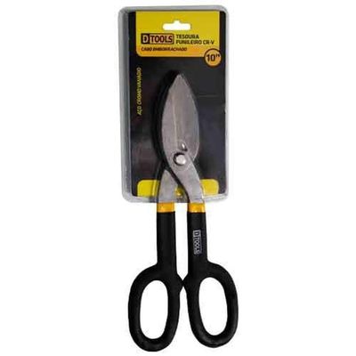 Tesoura Funileiro 10'' Em Aço Cromo Vanádio Com Cabo Emborrachado - Dtools