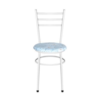 Conjunto 6 Cadeiras Epóxi Branca Para Cozinha Assento Estampado Floral Gelo