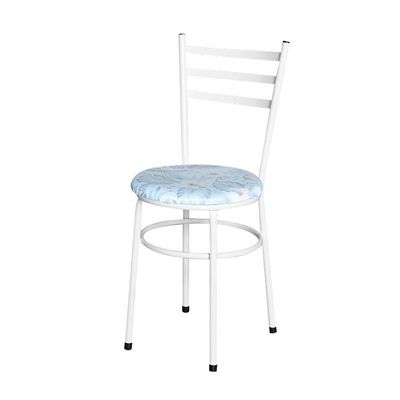 Conjunto 6 Cadeiras Epóxi Branca Para Cozinha Assento Estampado Floral Gelo