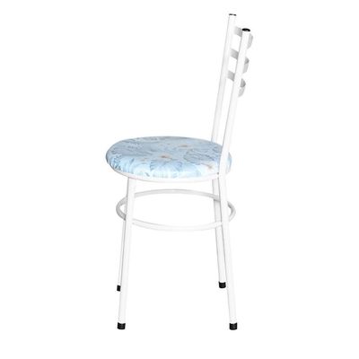 Conjunto 6 Cadeiras Epóxi Branca Para Cozinha Assento Estampado Floral Gelo