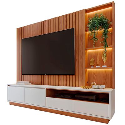 Estante Painel TV 82 Polegadas 240cm Com Led Hawai Freijó Off White C05 - Mpozenato