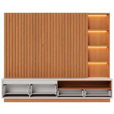 Estante Painel TV 82 Polegadas 240cm Com Led Hawai Freijó Off White C05 - Mpozenato