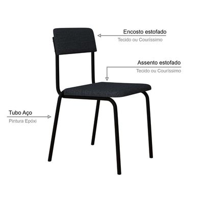 Cadeira Fit Fixa C/4 Pes 475 X 505 X 810 Mm C/2 Un. Corriente Cinza Corriente Cinza