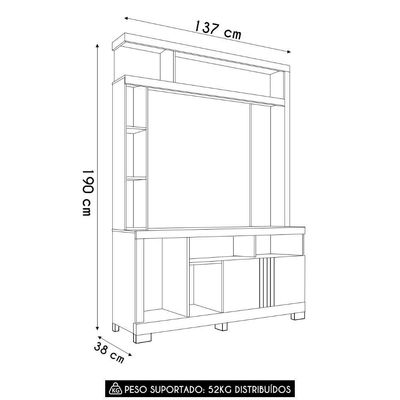 Estante Painel TV 50 Polegadas 136cm Zani Freijó Off White C05 - Mpozenato