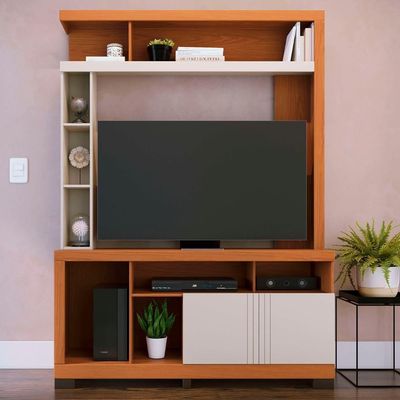 Estante Painel TV 50 Polegadas 136cm Zani Freijó Off White C05 - Mpozenato