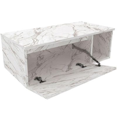 Gabinete De Banheiro 80 Cm Com 1 Porta E Nicho Marina Mármore Branco