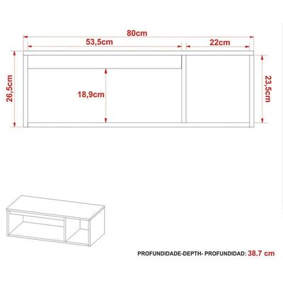 Gabinete De Banheiro 80 Cm Com 1 Porta E Nicho Marina Mármore Branco