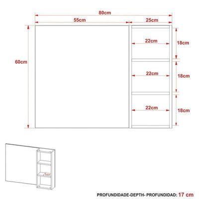Espelheira Para Banheiro 80 Cm Com 1 Porta Marina Branco