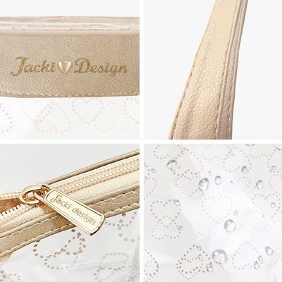 Kit De Bolsa Transparente E Frascos De Viagem De 7 Peças Bege
