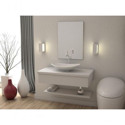 Conjunto Bancada C-cuba L45, Prateleira E Espelheira Metrópole 806 Perffect Acetinado Branco Chess