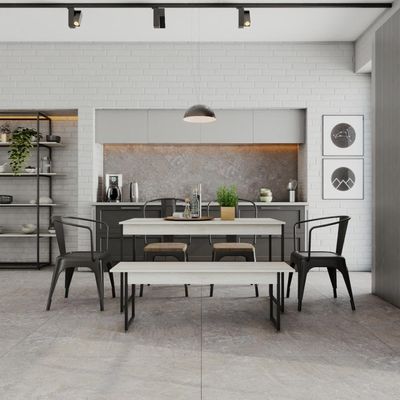 Mesa De Jantar Com 1 Banco Estilo Industrial Tub  Snow / Est.preta