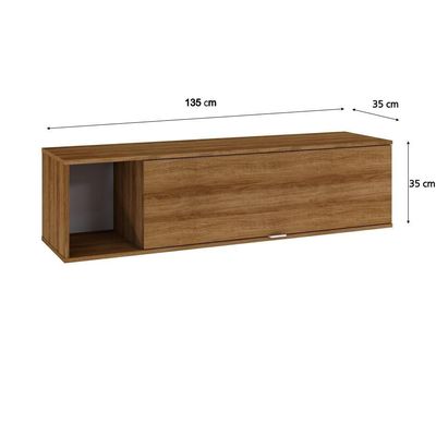 Armário Aéreo Com Nicho E Porta Basculante 35x135x35cm Wlnp135 Lâmina Mel Branco