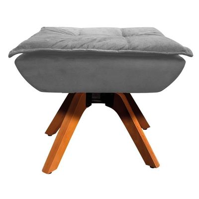 Kit 2 Poltronas Decorativas Base Giratória Giromad Com Puff Opla Suede Grafite - Ibiza