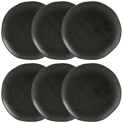 Conjunto com 6 Pratos de Sobremesa Porto Brasil Orgânico Carbon em Stoneware 19,1cm  Preto