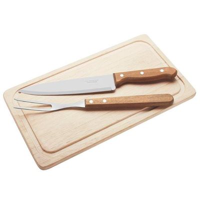 Conjunto para Churrasco Tramontina Dynamic em Aço Inox e Madeira  3 Peças
