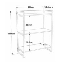 Estante Kuadra 80x40x104cm C/03 Prateleiras Branco Chess / Est.preta Branco Chess / Est.preta